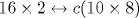 16\times 2\leftrightarrow c(10\times 8)