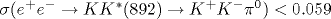\sigma( e^+e^- \to KK^{\ast}(892) \to K^+K^-\pi^0) <0.059
