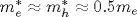 m^*_e\approx m^*_h\approx 0.5m_e